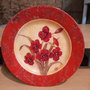 Vintage Red Irises 8" Plate